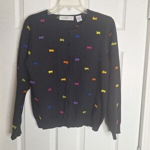 Marisa Christina Black Cardigan Candy Bow Colorful Accents Size Medium Vintage